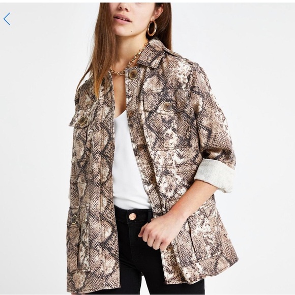 River Island Jackets & Blazers - River Island Snake Print Safari Utility Jacket Size S